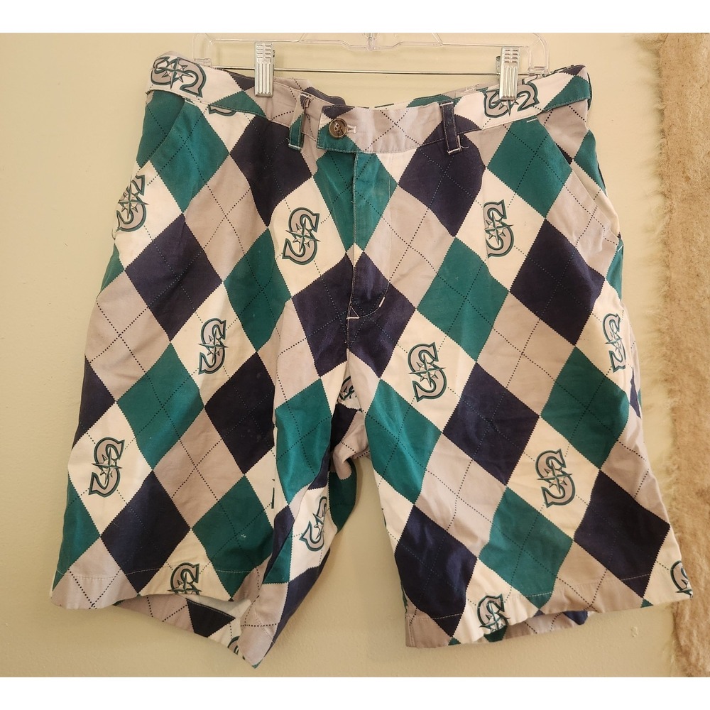 Loudmouth MLB Seattle Mariners‎ Golf Shorts Size 38x11 Flat Front